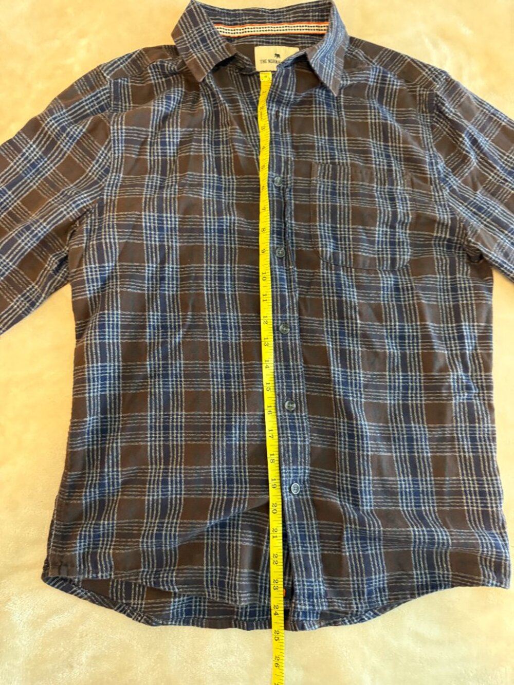 The Normal Brand Blue and Brown Plaid One Pocket Flannel Small Men's Shirt Comfy - Picture 5 of 9
